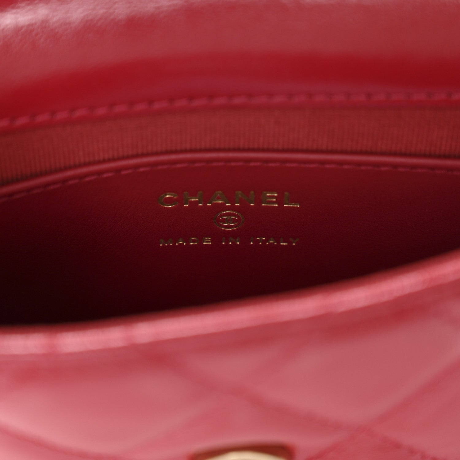 Chanel Shiny Lambskin Quilted Mini Metal Top Handle Clutch With Chain  Red 7 of 12