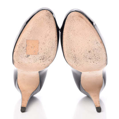 Chanel Lambskin Patent Cap Toe CC Pumps 39.5 Black 5 of 14