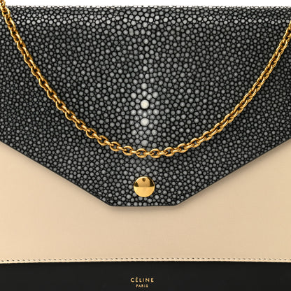 Celine Stingray Shiny Calfskin Clutch on a Chain Black 8 of 10