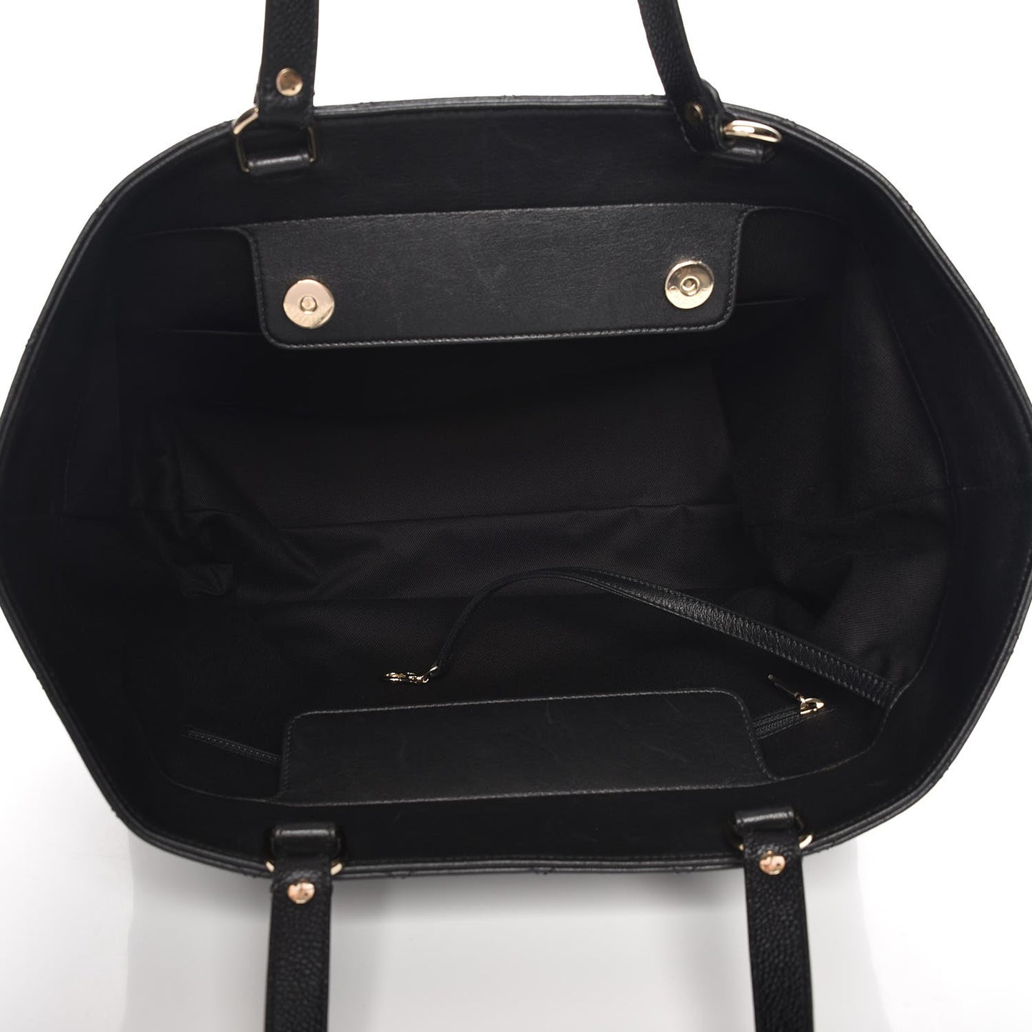 Calfskin Caviar Quilted Large Shopping Tote Black