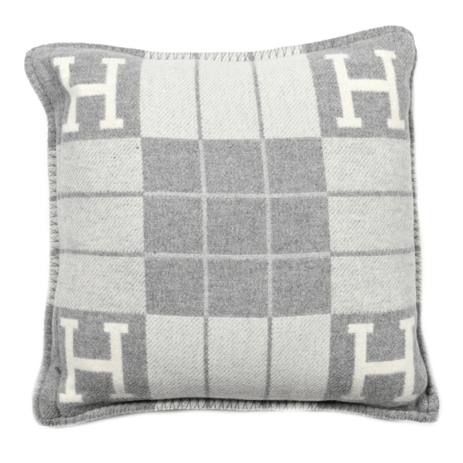 Hermes Wool Cashmere Avalon III Pillow PM Ecru Gris Clair 2 of 3