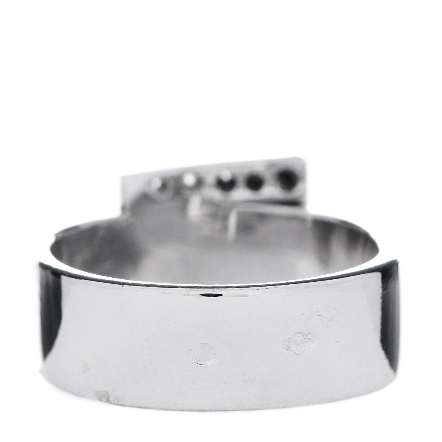 Hermes 18K White Gold Diamond Buckle Ring 51 5.75 3 of 6