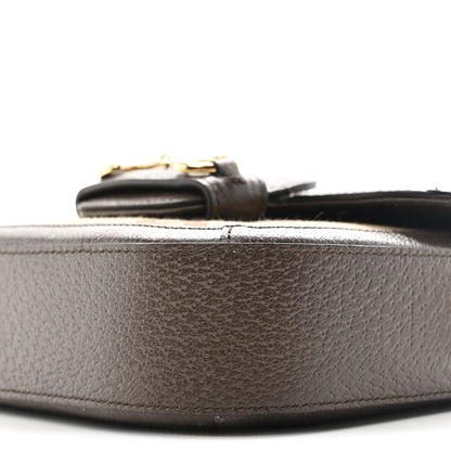 Gucci Monogram Jumbo GG Textured Dollar Calfskin Web Mini Horsebit 1955 Shoulder Bag Camel Ebony New Acero 9 of 9