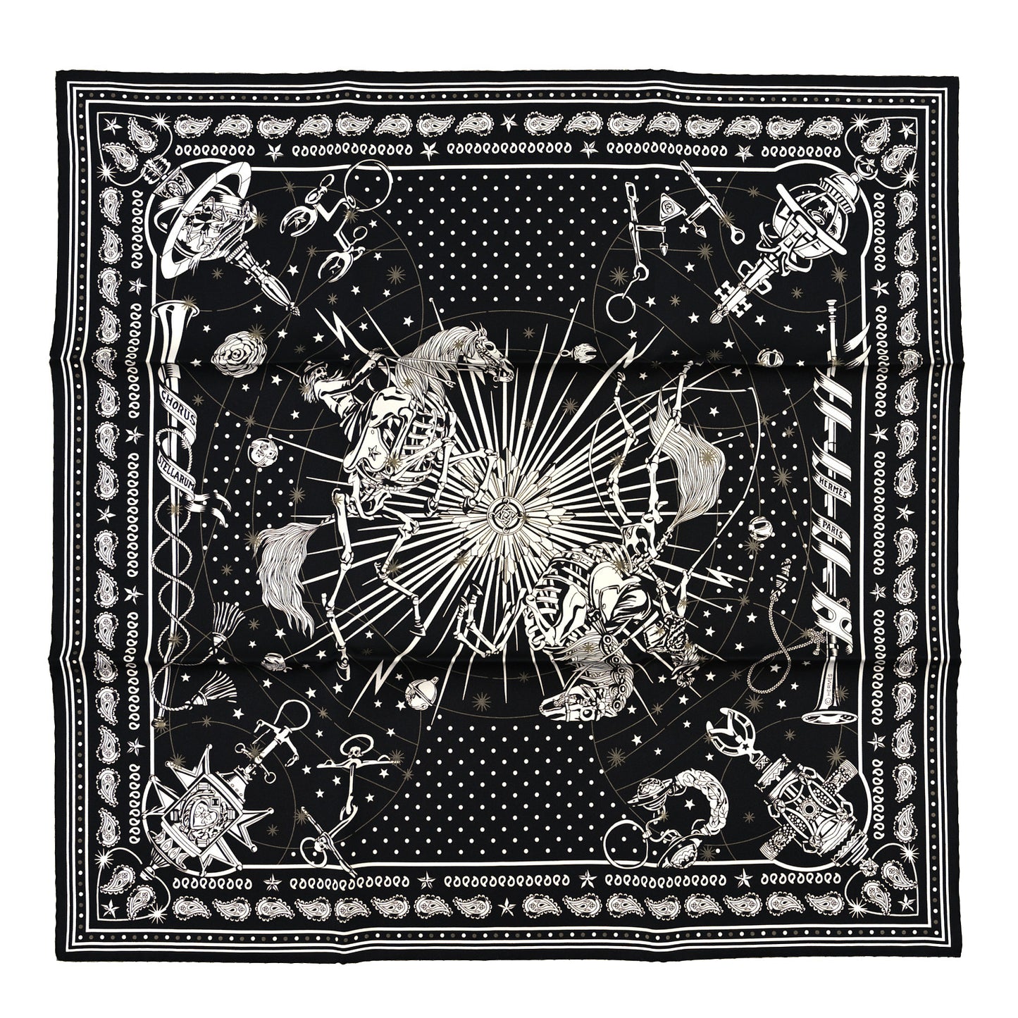 Silk Chorus Stellarum Bandana Scarf 55 Black White