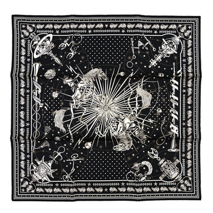 Hermes Silk Chorus Stellarum Bandana Scarf 55 Black White 1 of 3