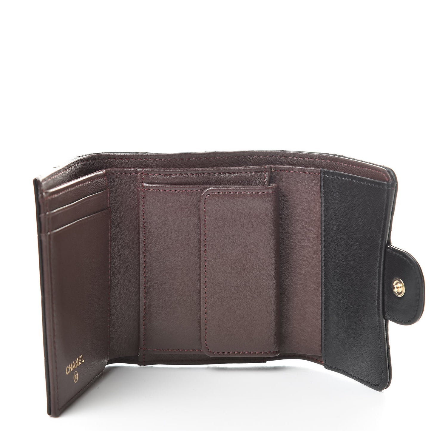 Lambskin Quilted Compact Flap Wallet Black