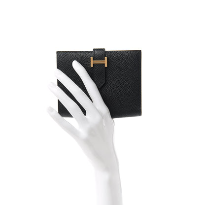 Hermes Epsom Bearn Compact Wallet Black 2 of 10