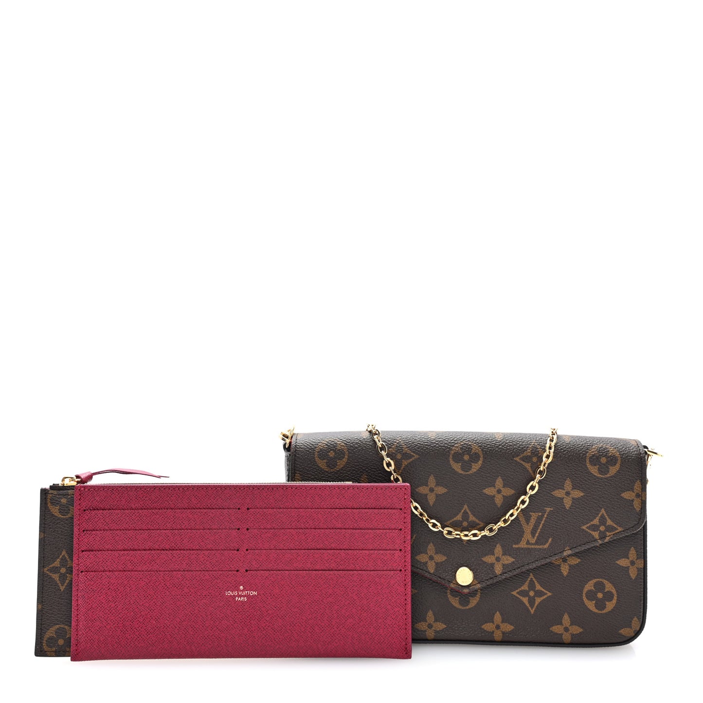 Monogram Pochette Felicie Chain Wallet Fuchsia