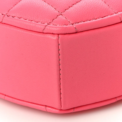 Chanel Lambskin Quilted CC In Love Heart Clutch With Chain Pink 9 of 10