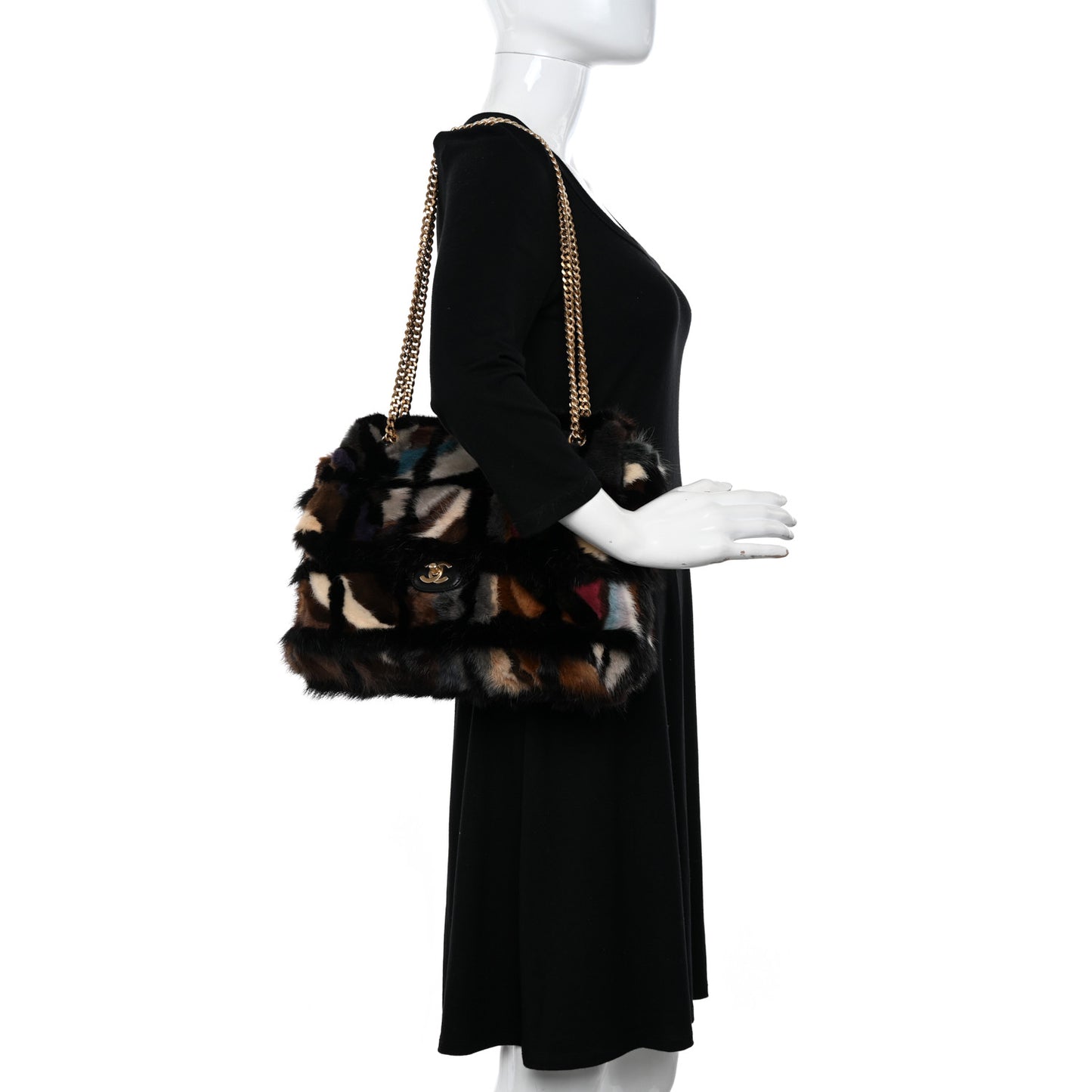 Mink Fur Medium Single Flap Multicolor