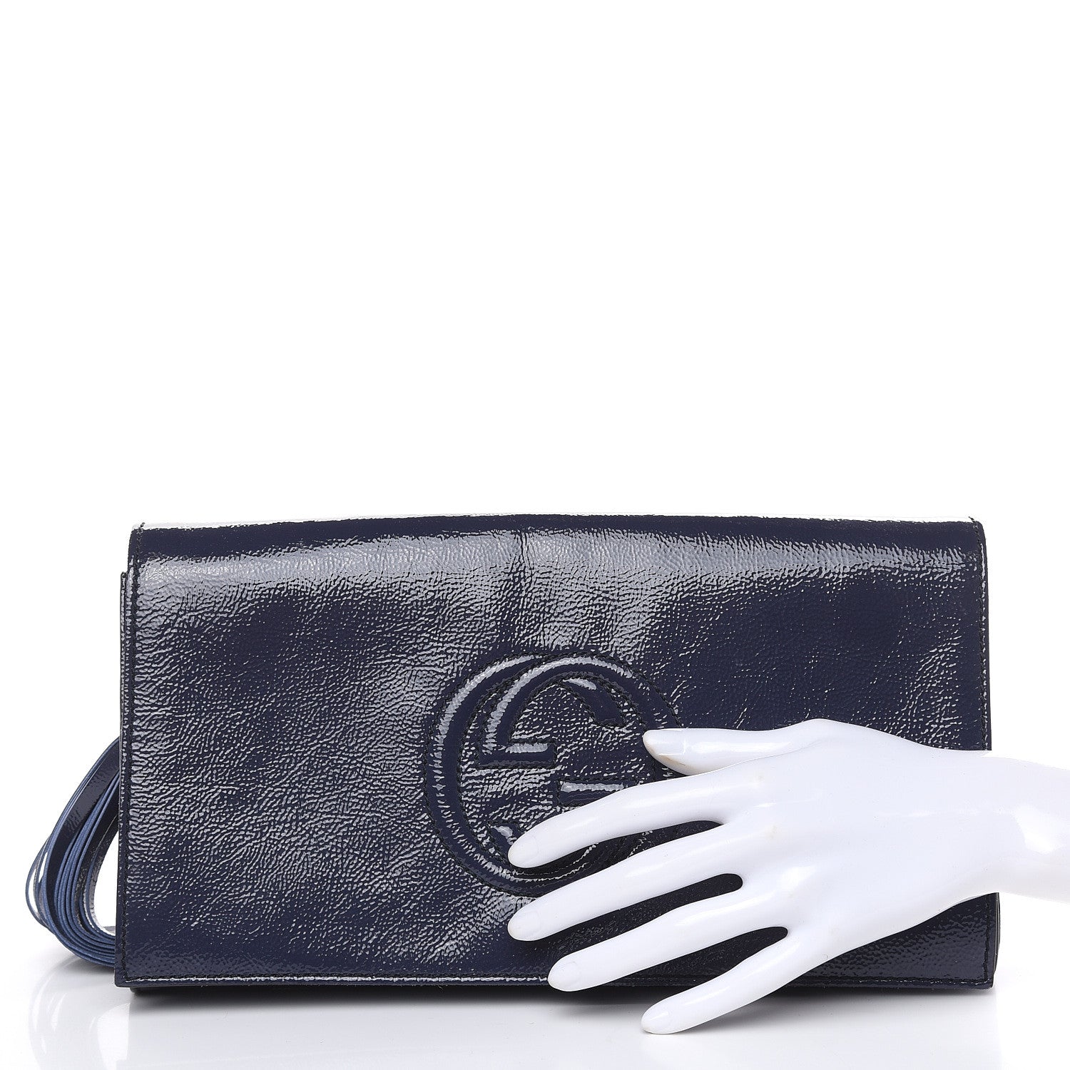 Gucci Soft Patent Medium Soho Clutch Uniform Blue 2 of 9