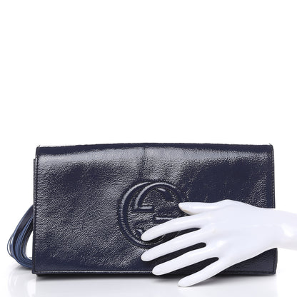 Gucci Soft Patent Medium Soho Clutch Uniform Blue 2 of 9
