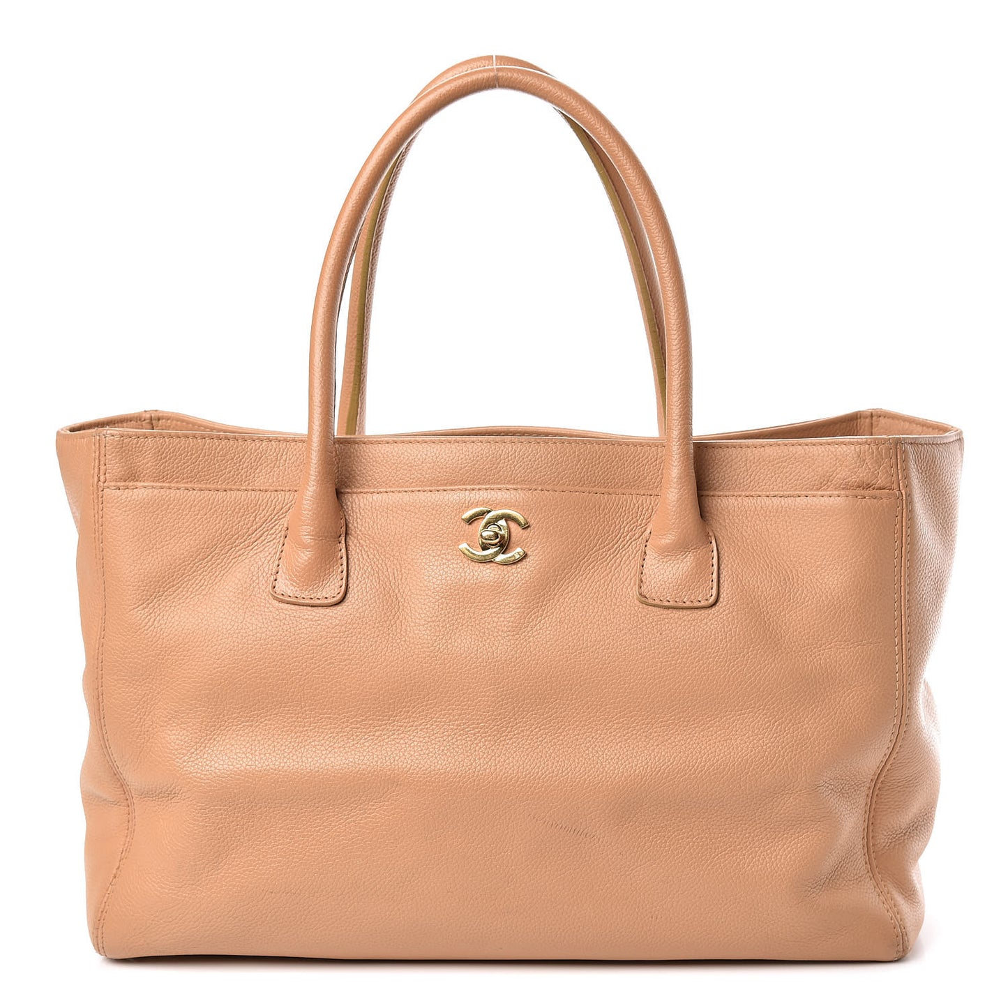 Calfskin Cerf Executive Shopper Tote Light Beige