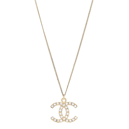 Chanel Baguette Crystal CC Necklace Light Gold 1 of 6