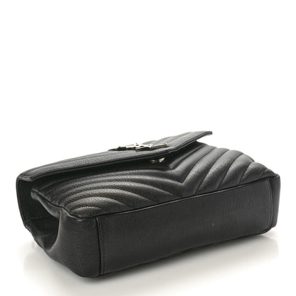 Saint Laurent Sheepskin Matelasse Chevron Monogram Medium College Bag Black 4 of 10