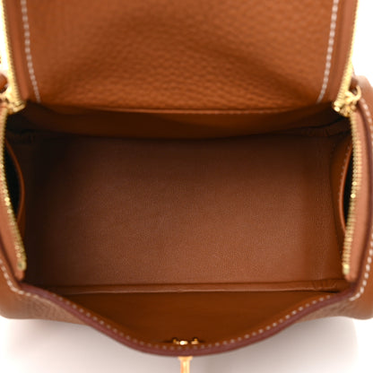 Hermes Taurillon Clemence Mini Lindy 20 Gold 5 of 11