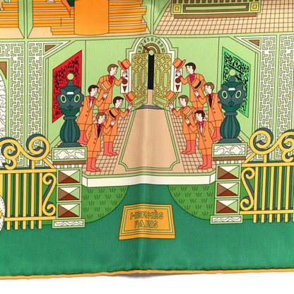 Hermes Silk Maison Des Carres Scarf 90 Vert Soleil Beige 2 of 5