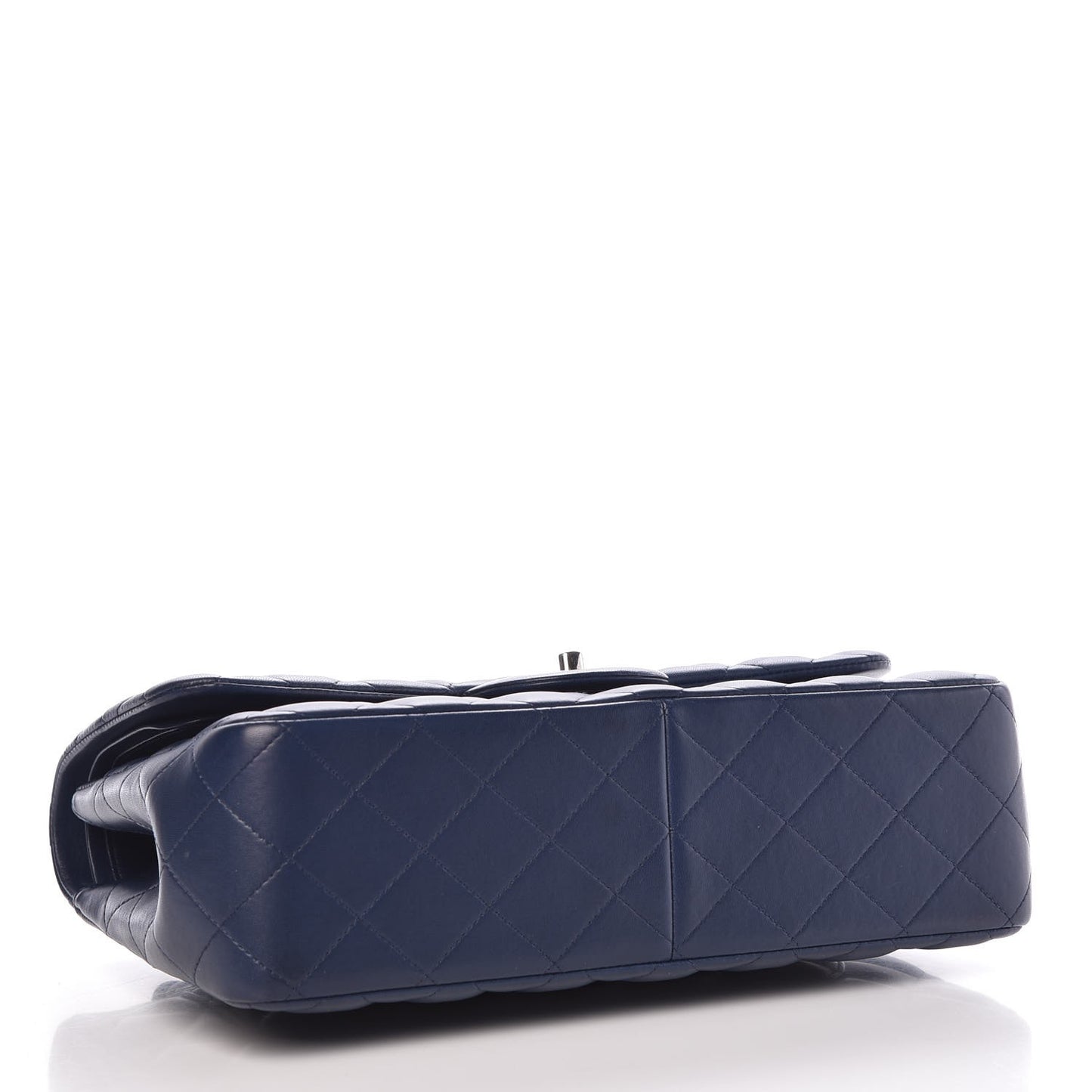 Lambskin Quilted Jumbo Double Flap Dark Blue