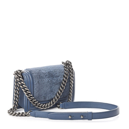 Chanel Shearling Sheepskin Small Boy Flap Blue 3 of 10