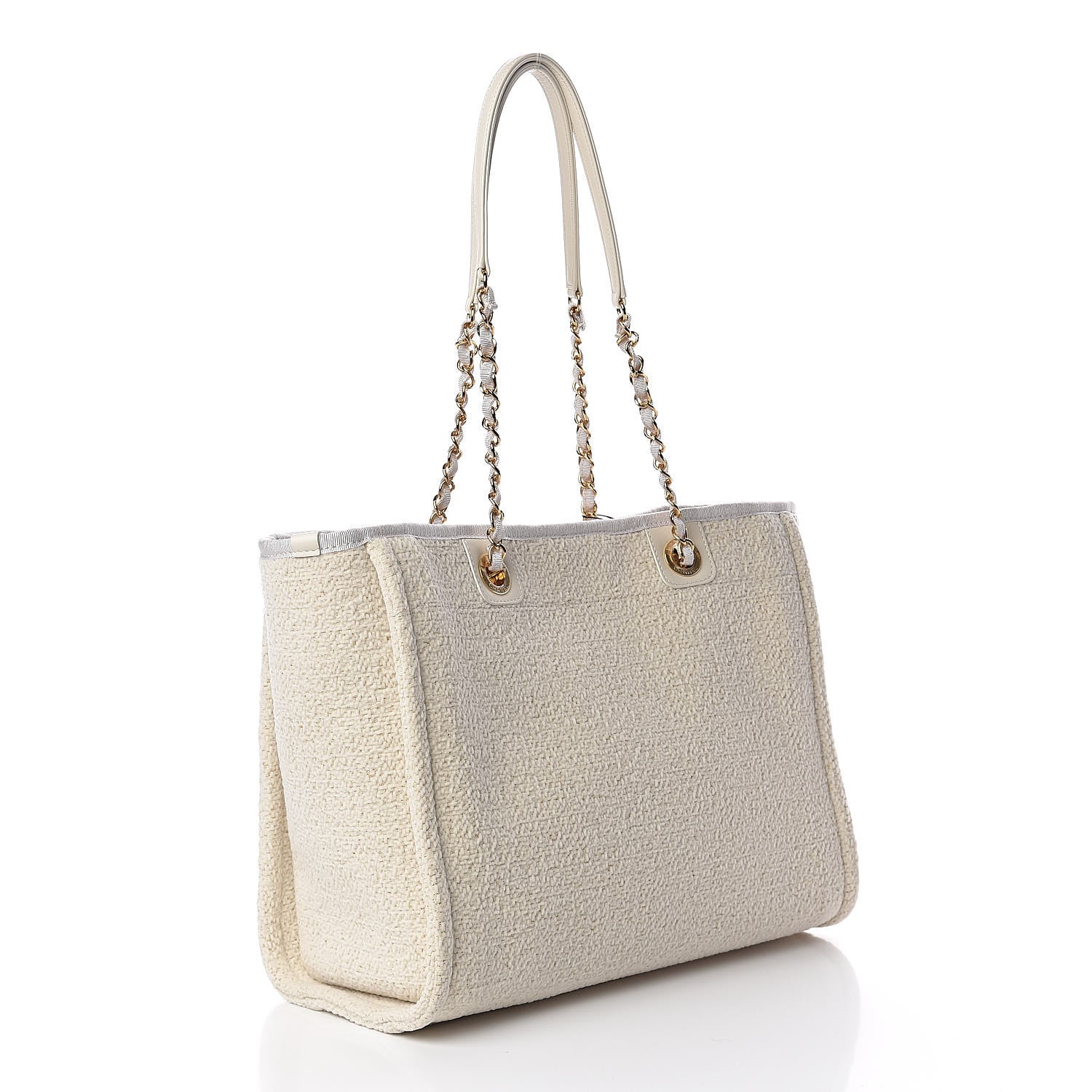 Chanel Lurex Boucle Small Deauville Tote White 3 of 11