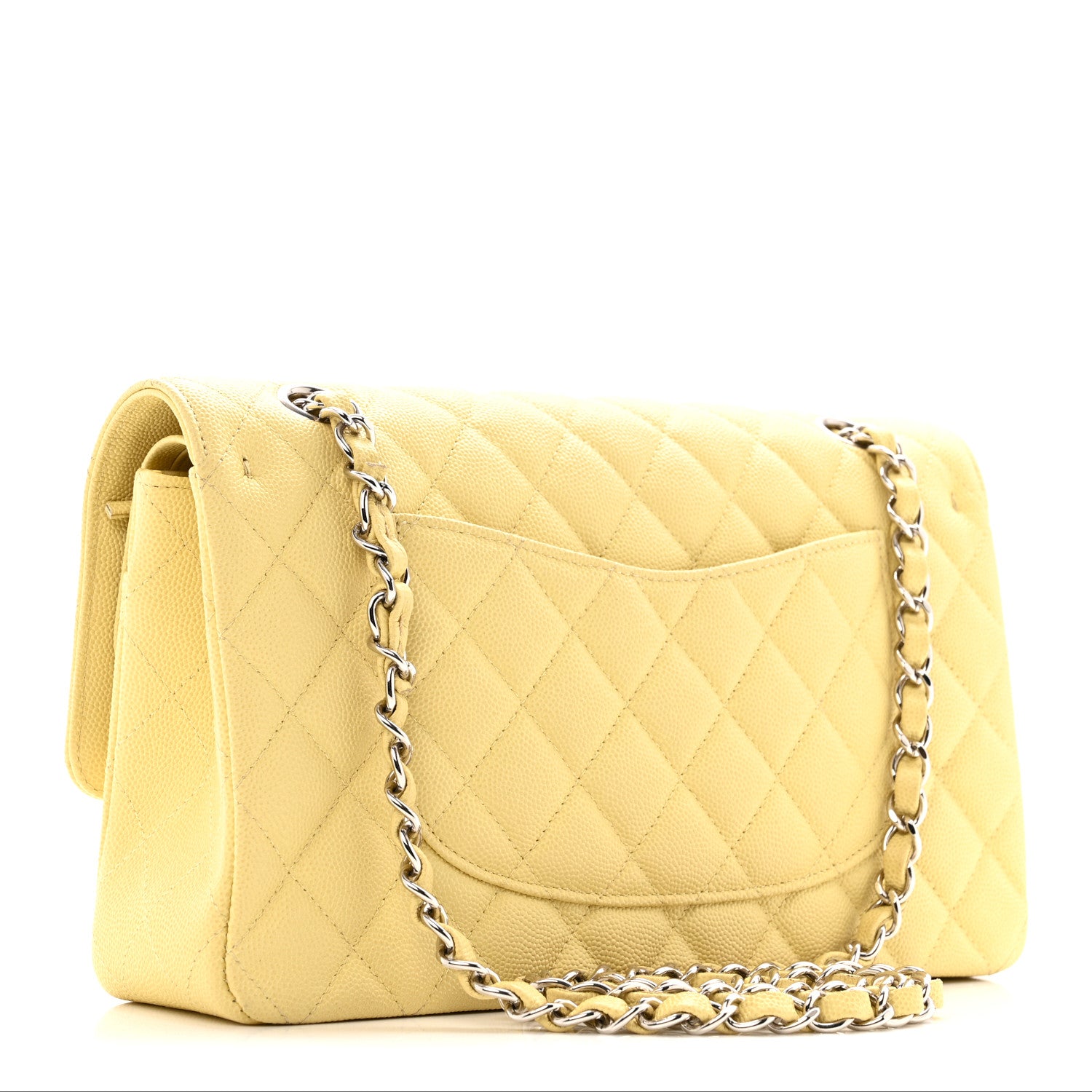 Chanel Caviar Quilted Medium Double Flap Light Yellow 2 of 12