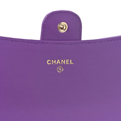 Chanel Lambskin Quilted Large Gusset Flap Wallet Purple 9 of 12