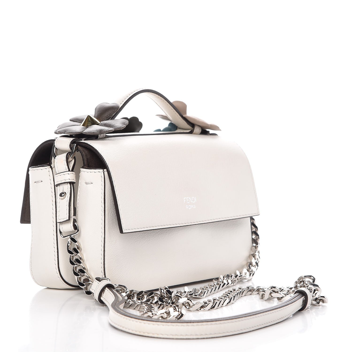 Fendi Vitello Dolce Nappa Flowerland Micro Double Baguette White Ice Multicolor 3 of 7