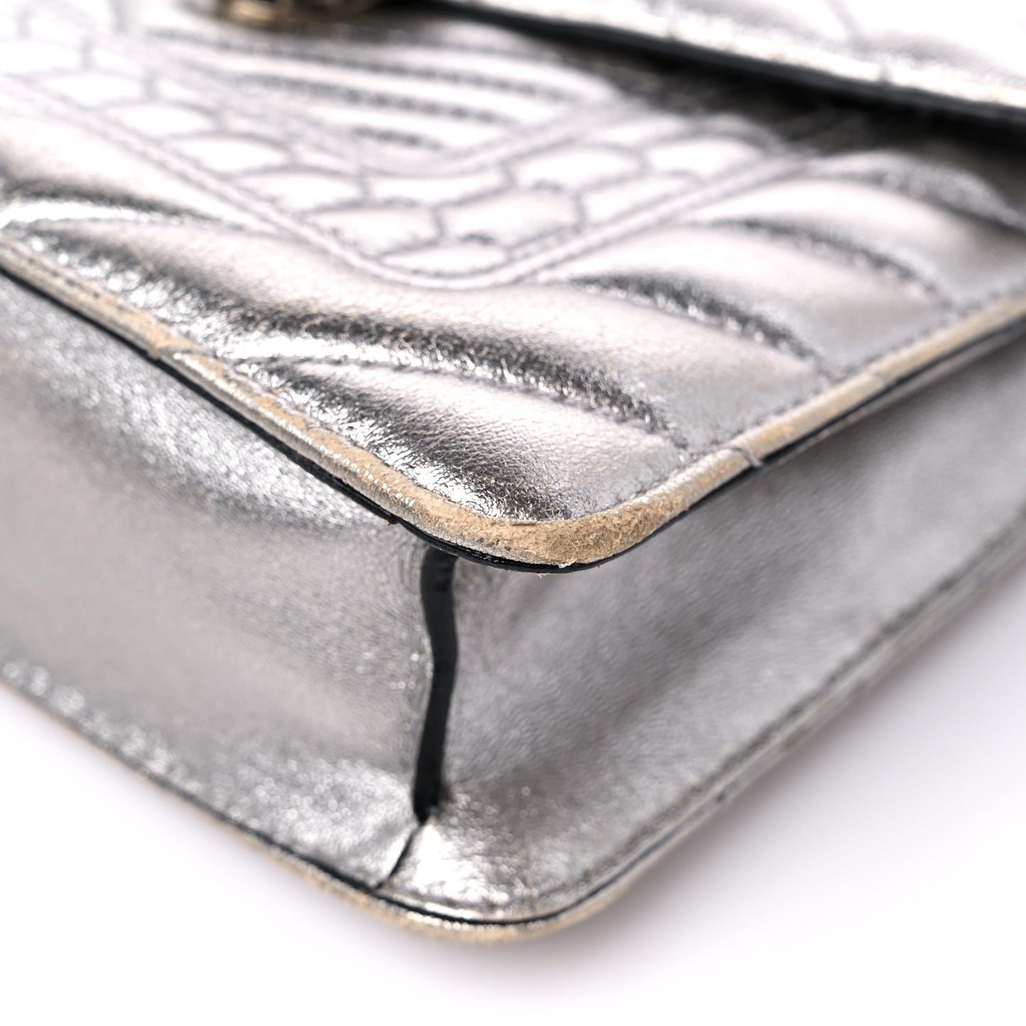 Metallic Calfskin Quilted Serpenti Forever Shoulder Bag Silver
