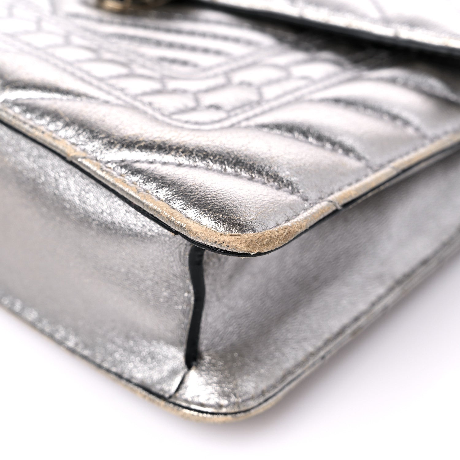 Bulgari Metallic Calfskin Quilted Serpenti Forever Shoulder Bag Silver 10 of 15