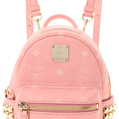 MCM Visetos Side Stud X-Mini Stark Bebe Boo Backpack Soft Pink 7 of 9