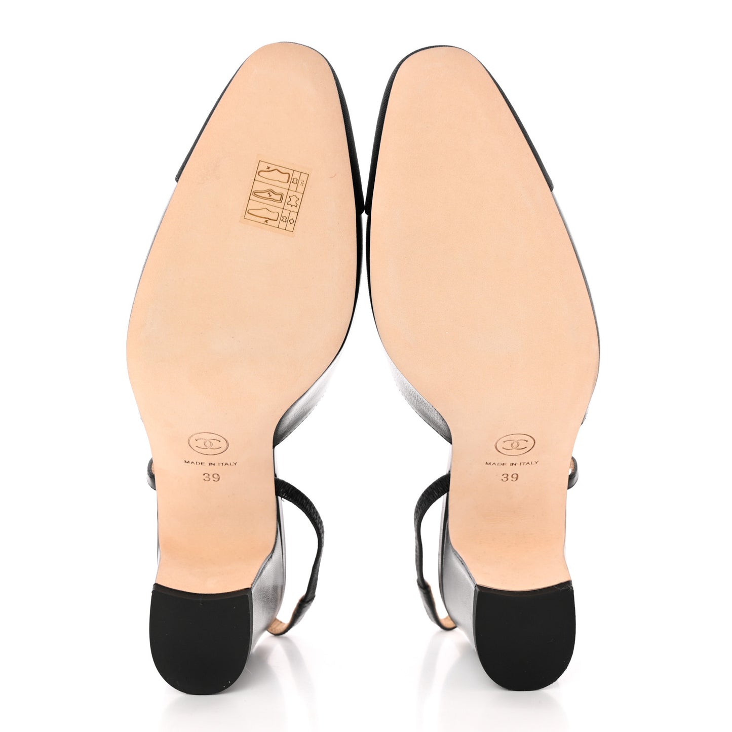 Goatskin Grosgrain Cap Toe CC Slingback Sandals 39 Black
