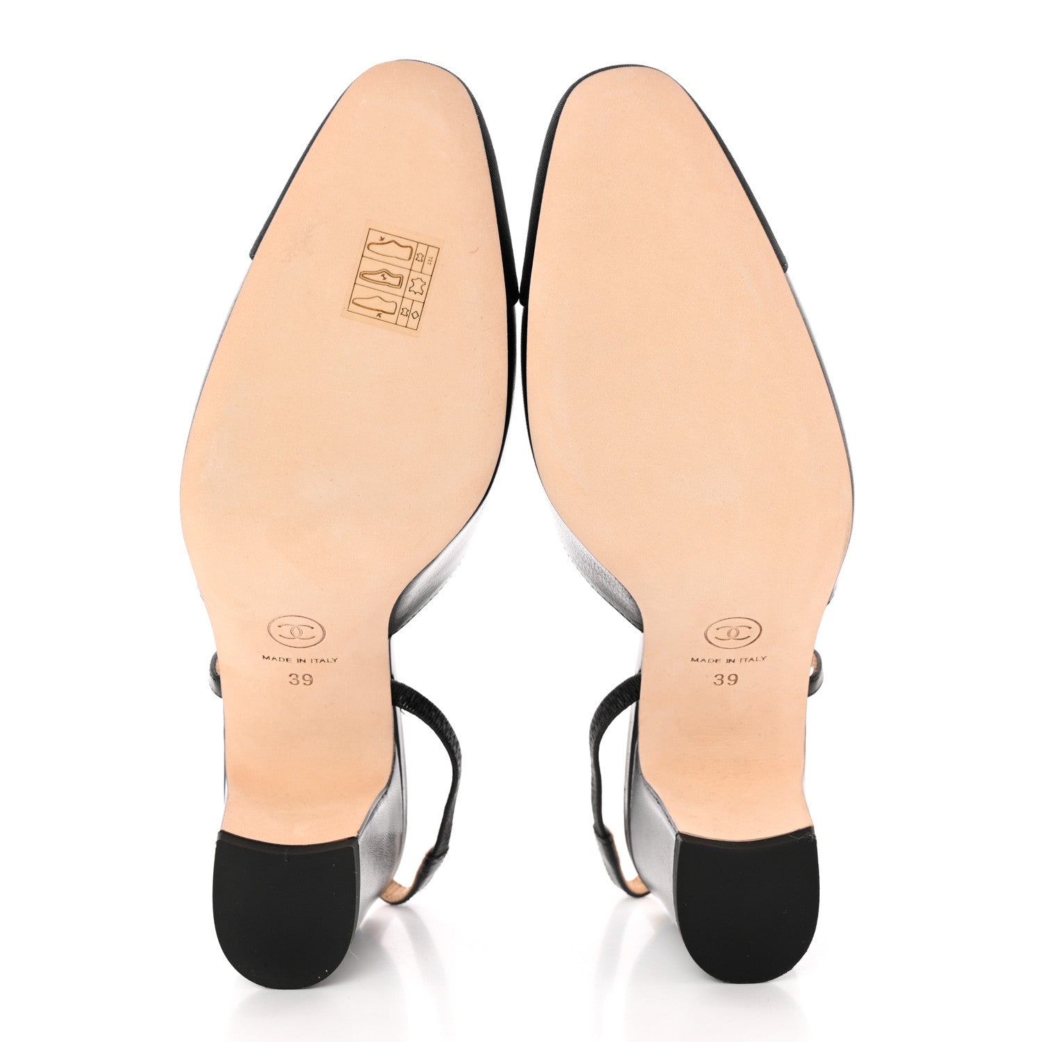Chanel Goatskin Grosgrain Cap Toe CC Slingback Sandals 39 Black 5 of 13