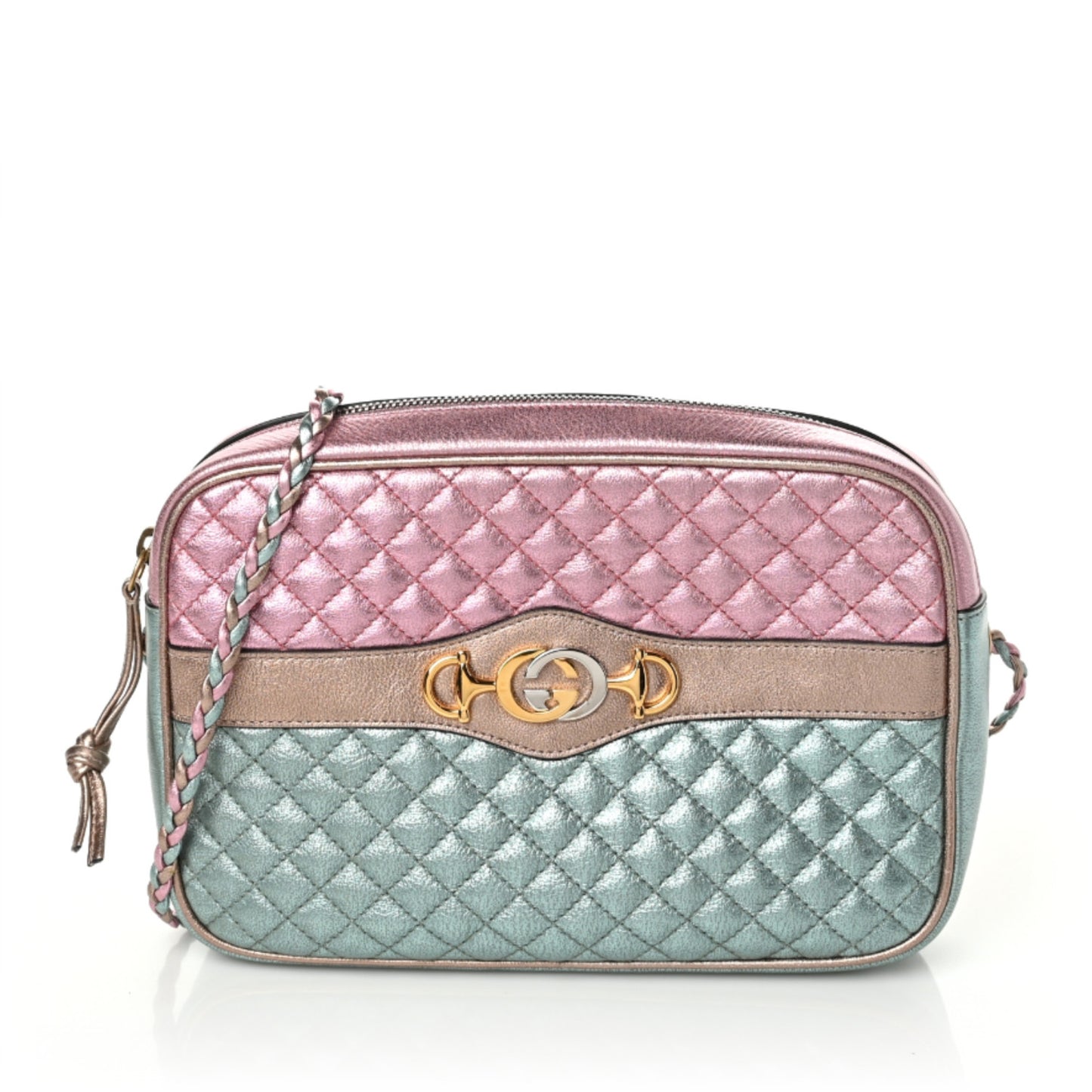 Laminated Nappa Trapuntata Small Zumi Shoulder Bag Rosa Lago Rame