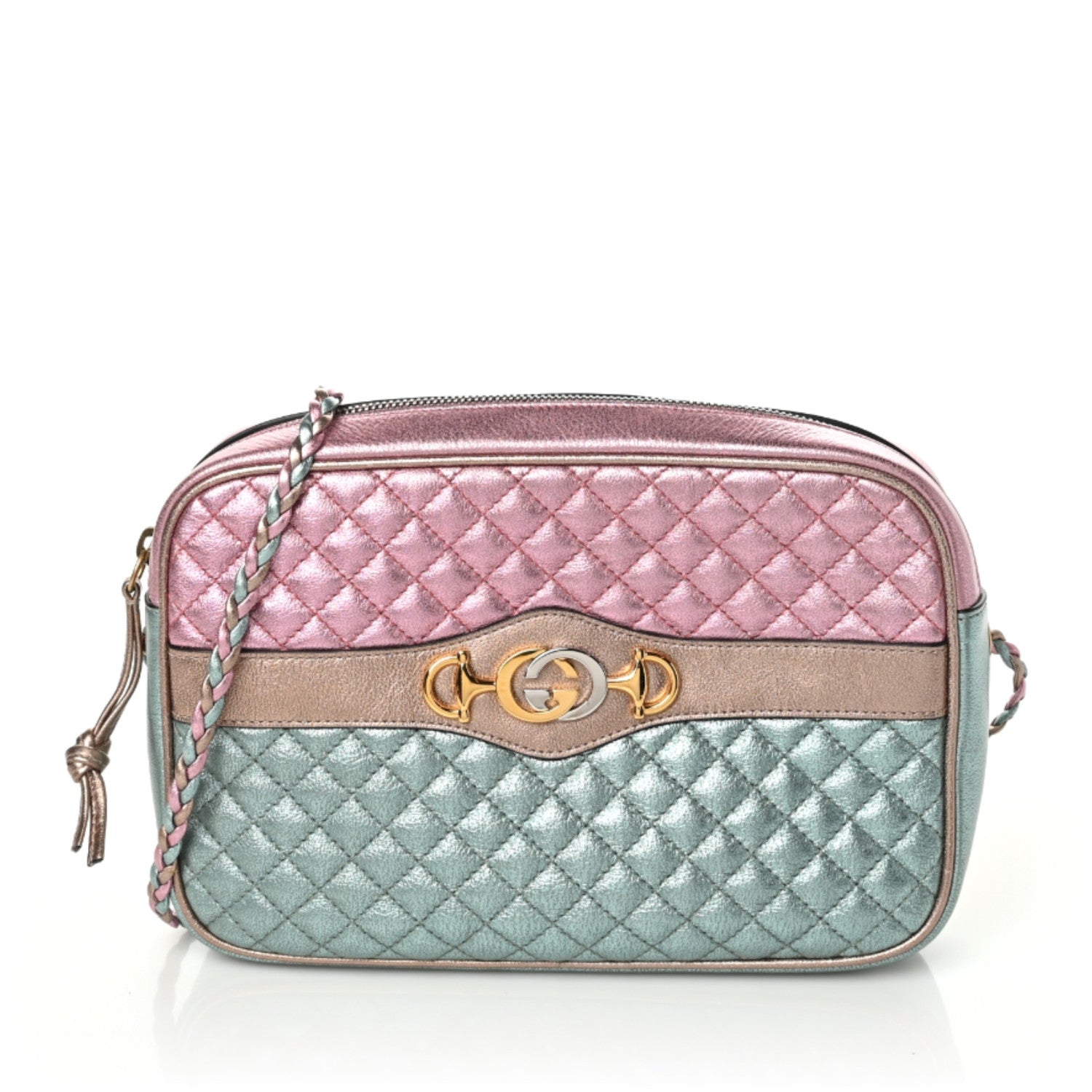 Gucci Laminated Nappa Trapuntata Small Zumi Shoulder Bag Rosa Lago Rame 1 of 9