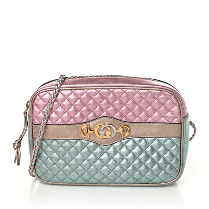 Gucci Laminated Nappa Trapuntata Small Zumi Shoulder Bag Rosa Lago Rame 1 of 9