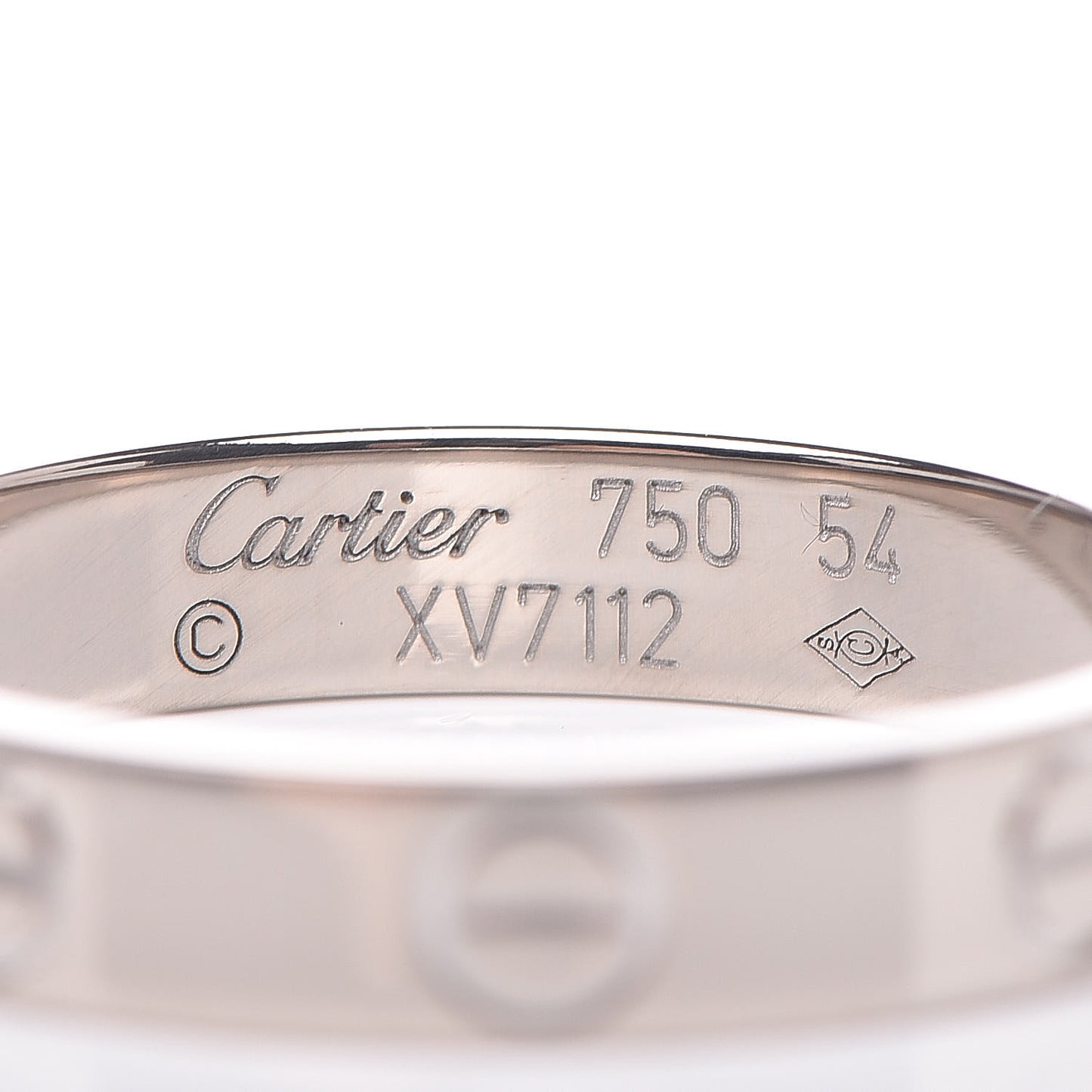 18K White Gold 3.5mm LOVE Wedding Band Ring 54 6.75