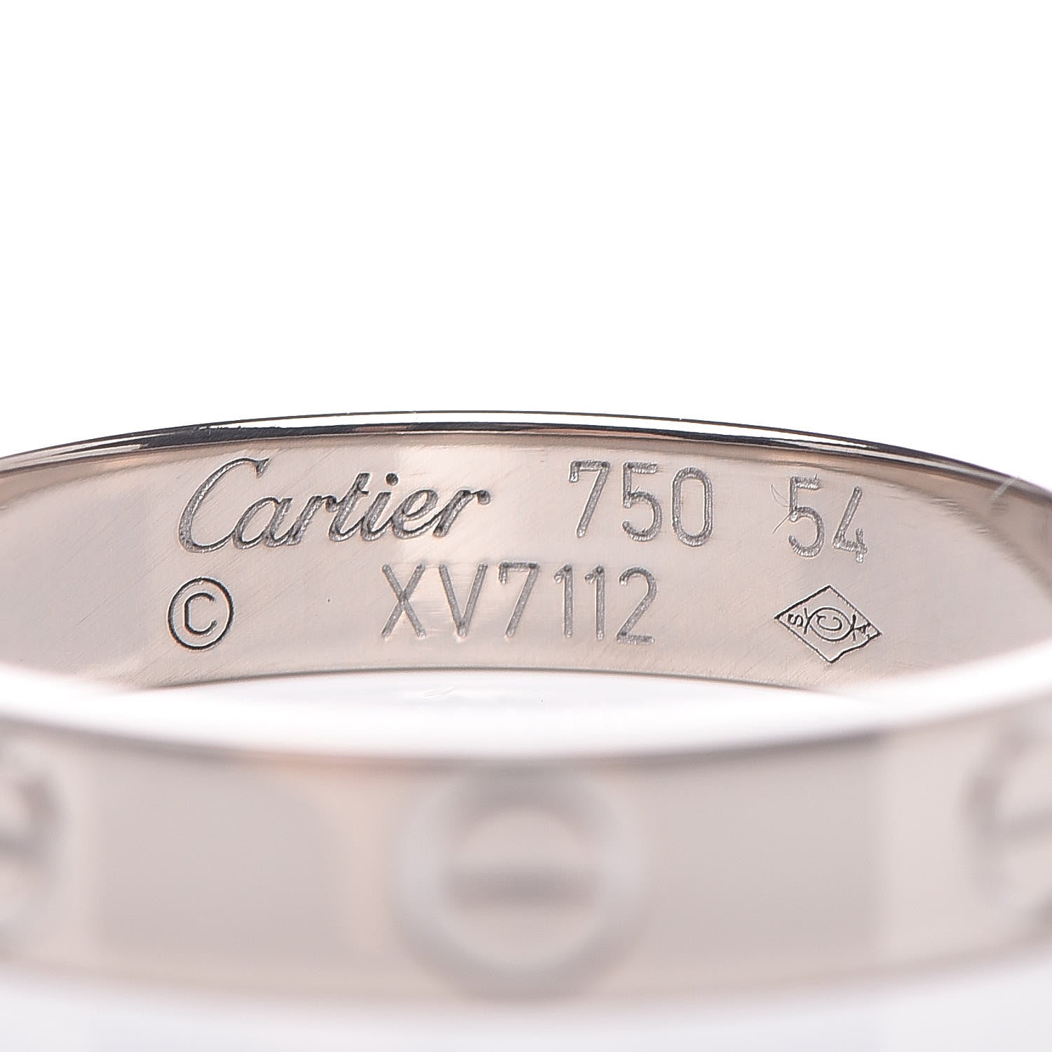 Cartier 18K White Gold 3.5mm LOVE Wedding Band Ring 54 6.75 4 of 5