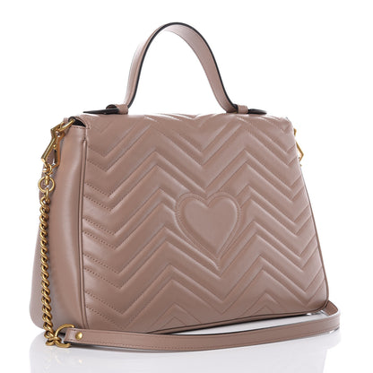 Gucci Calfskin Matelasse Medium GG Marmont Top Handle Shoulder Bag Porcelain Rose 3 of 9