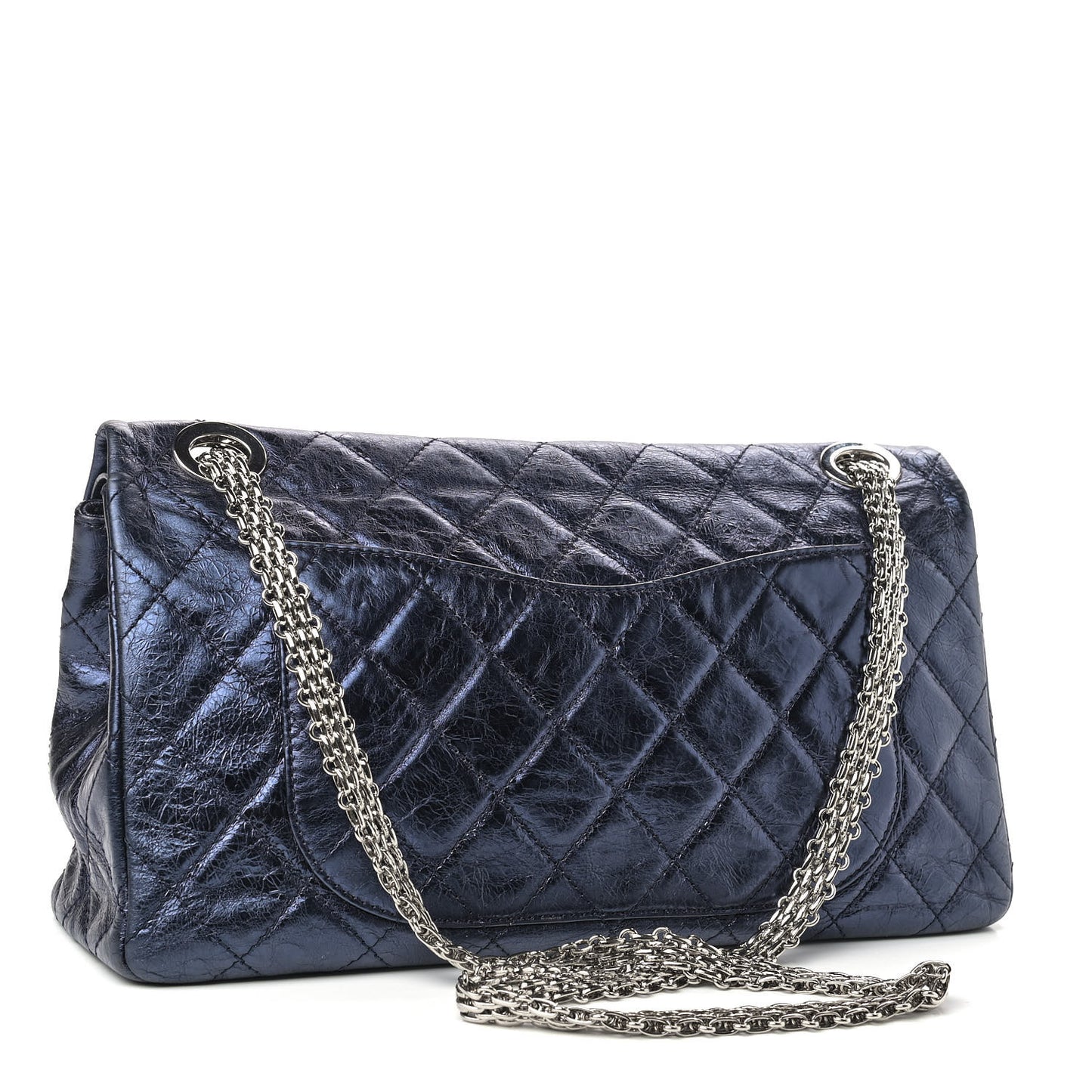 Metallic Aged Calfskin Quilted 2.55 Reissue 228 Flap Blue