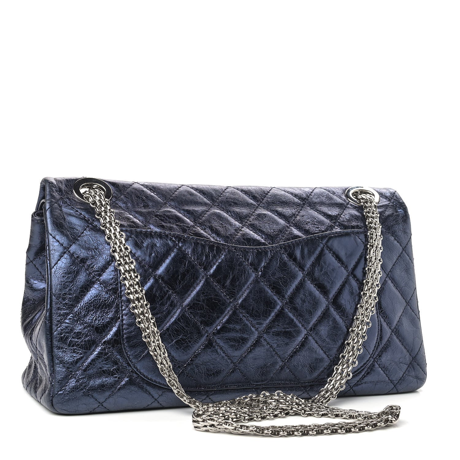 Chanel Metallic Aged Calfskin Quilted 2.55 Reissue 228 Flap Blue 2 of 8