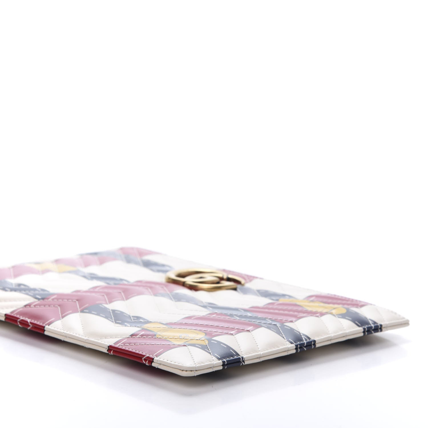 Gucci Calfskin Matelasse Trompe L'Oeil Print GG Marmont Zip Pouch White 7 of 11