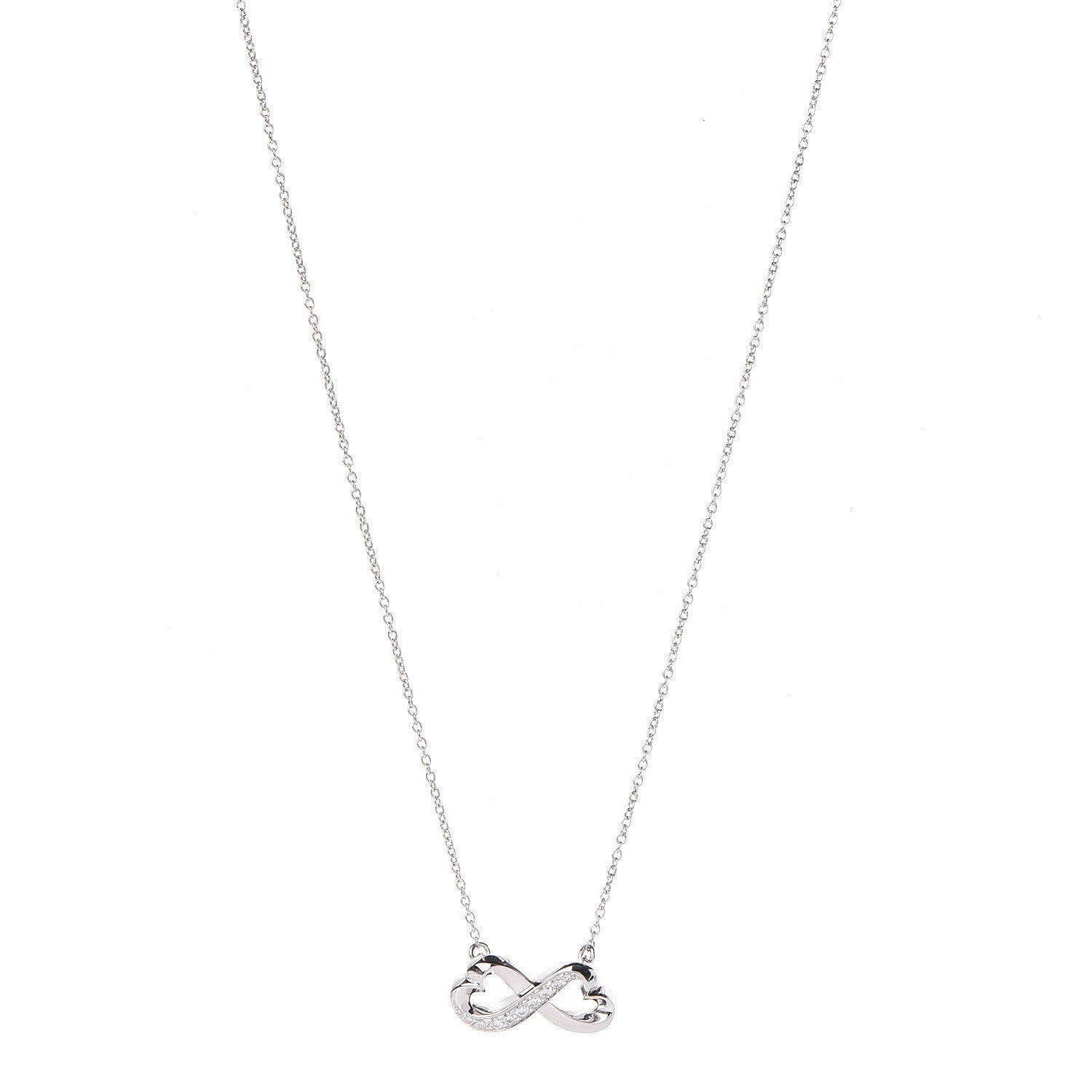 Tiffany 18K White Gold Diamond Paloma Picasso Double Loving Heart Necklace 1 of 7