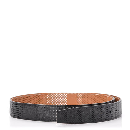 Hermes Epsom Perforated 32mm Belt Strap 80 Black Gold 1 of 5