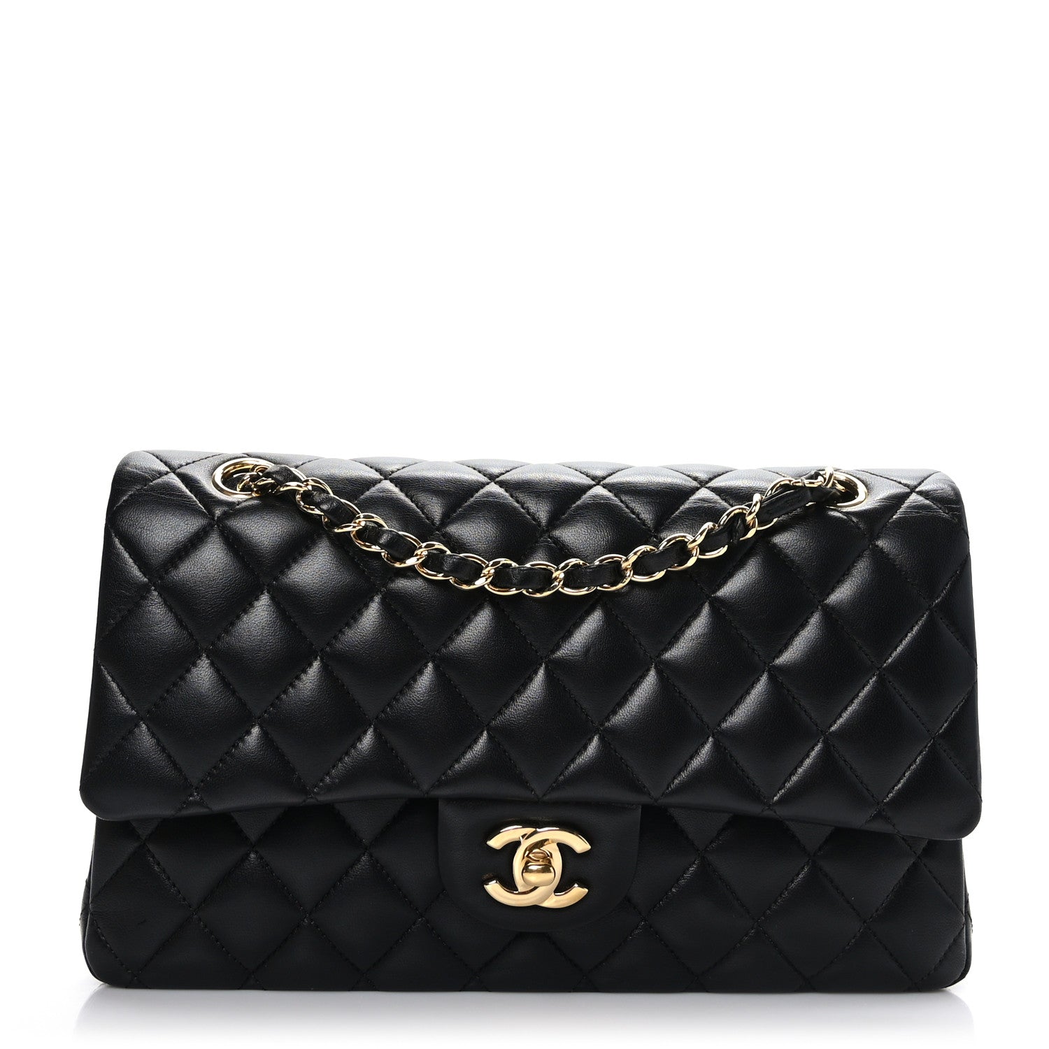 Chanel Lambskin Quilted Medium Double Flap Black 1 of 9
