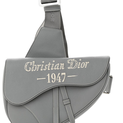 Christian Dior Grained Calfskin Mens Signature 1947 Saddle Bag Gray 8 of 11