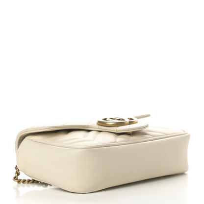Gucci Calfskin Matelasse Super Mini GG Marmont Shoulder Bag White 4 of 11