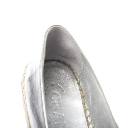 Chanel Laminated Goatskin CC Espadrilles 35 Silver 9 of 10