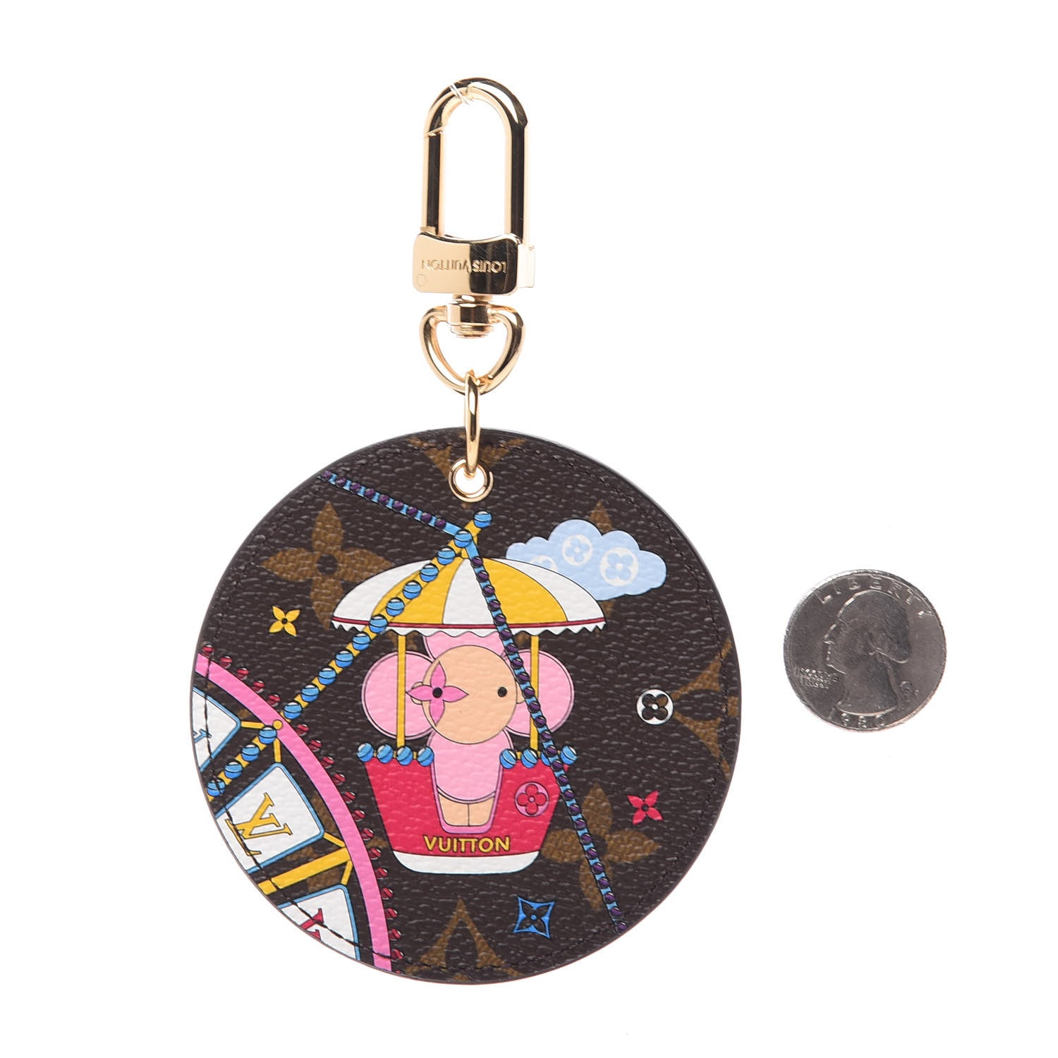 Louis Vuitton Monogram 2020 Christmas Animation Big Wheel Bag Charm Key Ring Rose Ballerine 2 of 7