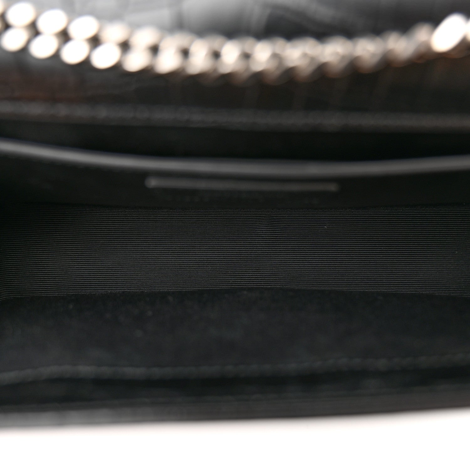 Saint Laurent Calfskin Crocodile Embossed Medium Classic Monogram Kate Tassel Satchel Black 5 of 11