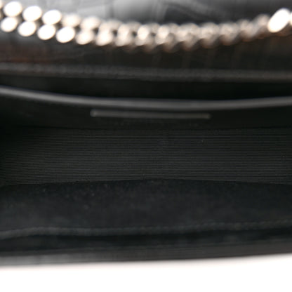 Saint Laurent Calfskin Crocodile Embossed Medium Classic Monogram Kate Tassel Satchel Black 5 of 11